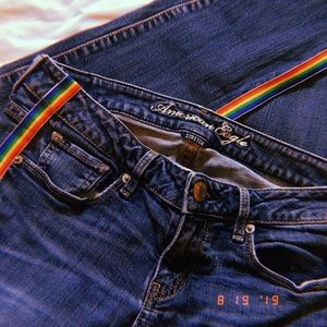 Diy'd rainbow american eagle jeans